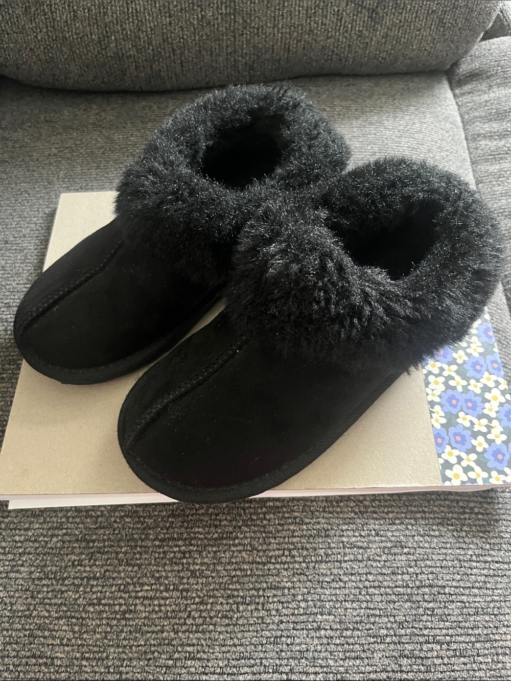 Target Kids Black Faux Fur-Lined Boots/Slippers
